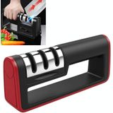 2 PCS Three-Stage Kitchen Sharpener Multi-Function Kitchen Knife Scissors Sharpening Stone  Specification:Diamond Cutter Head  Color:Red+Black