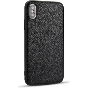 For iPhone X Litchi PU Leather Anti-falling TPU Protective Case(Black)