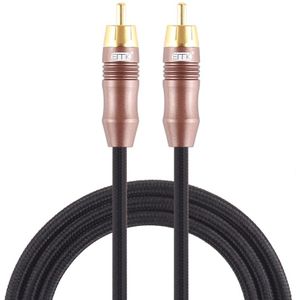 EMK 8mm RCA Male to 6mm RCA Male Gold-plated Plug Cotton Braided Audio Coaxial Cable for Speaker Amplifier Mixer  Length: 2m (Black)