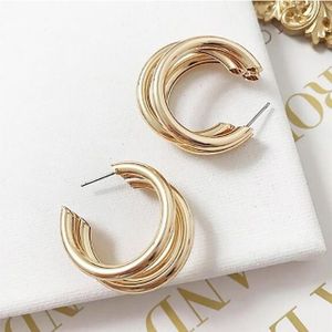 Trendy Round Small Hoop Smooth Earrings Simple Style Charm Earings For Women(golden)