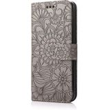 For Samsung Galaxy S8+ Skin Feel Embossed Sunflower Horizontal Flip Leather Case with Holder & Card Slots & Wallet & Lanyard(Gray)