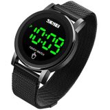 SKMEI 1668 Round Dial LED Digital Display Electronic Watch with Touch Luminous Button(Black)