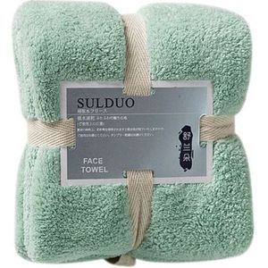 Cut Edge Towel Bath Towel Wavy Edge High Density Coral Fleece Super Absorbent Quick-drying  Size:35 × 75cm(Green)