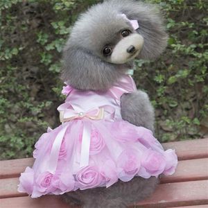 Pet Clothes Dog Spring Summer Thin Dress Rose Dress  Size: XXL(Pink)