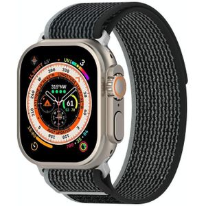 Dubbele kleur nylon klittenband horlogeband voor Apple Watch Series 8&7 45mm / SE 2&6&SE&5&4 44mm / 3&2&1 42mm (zwart+grijs)