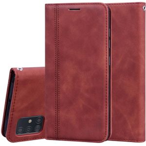 For Samsung Galaxy A51 Frosted Business Magnetic Horizontal Flip PU Leather Case with Holder & Card Slot & Lanyard(Brown)