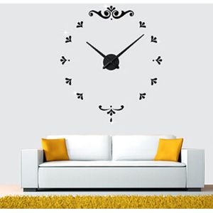Bedroom Home Battery Operated Frameless Large 3D Mirror DIY Wall Sticker Mute Clock  Size: 100*100cm(Black)