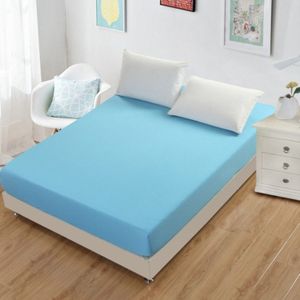 Plain Mattress Protector Bed Mat Mattress Cover Fitted Sheet  Size:180X200cm(Brilliant Blue)