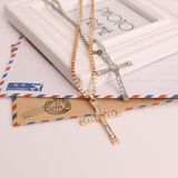 Fashion Rhinestone Cross Pendant Encrypted Box Necklace for Men(Gold)