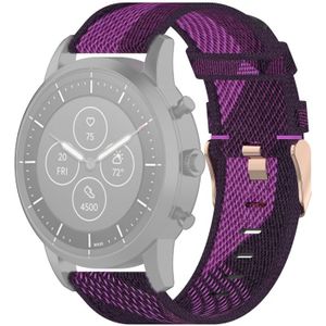 22mm Stripe Weave Nylon Wrist Strap Watch Band for Fossil Hybrid Smartwatch HR  Male Gen 4 Explorist HR & Sport (Purple)