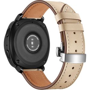 22mm For Huawei Watch GT2e / GT2 46mm Leather Butterfly Buckle Strap Silver Buckle(Apricot)
