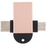 USB 3.0 Female to USB-C / Type-C Male + Micro USB Male Multi-function OTG Adapter with Sling Hole (Gold)