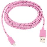 3m Nylon Netting Style USB Data Transfer Charging Cable  For iPhone 6 & 6 Plus  iPhone 6s & 6s Plus  iPhone 5 & 5S & 5C  Compatible with up to iOS 11.02(Pink)
