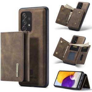 For Samsung Galaxy A72 5G / 4G DG.MING M1 Series 3-Fold Multi Card Wallet + Magnetic Back Cover Shockproof Case with Holder Function(Coffee)