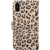 For  iPhone X  Leopard Pattern PU + PC Horizontal Flip Leather Protective Case with Holder & Card Slots(Brown)