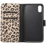 For  iPhone X  Leopard Pattern PU + PC Horizontal Flip Leather Protective Case with Holder & Card Slots(Brown)