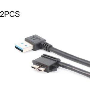 2 stks USB 3.0 Rechts elleboogmannetje naar Micro USB 3.0 elleboog laadgegevenskabel  kabellengte: 27cm