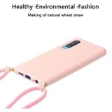 For Huawei P30 Wheat Straw Material + TPU Protective Case with Lanyard(Pink)