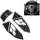 5 in 1 Car Carbon Fiber Tricolor Steering Wheel Button Decorative Sticker for BMW 5 Series E60 2004-2010  Left and Right Drive Universal