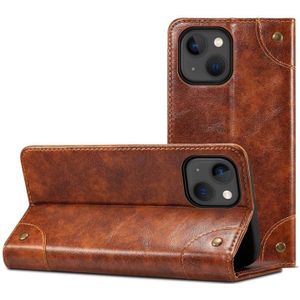 Barok eenvoudige horizontale flip lederen geval met houder en kaart slots &portemonnee voor iPhone 13 (lichtbruin)