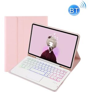 T07B-as Skin Feel Pen Slot Touch Pad Backlight Bluetooth Keyboard Lederen Tablet Case voor iPad 9.7 2018 & 2017 / Pro 9.7 / Air 2