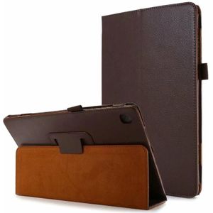 For Samsung Galaxy Tab A7 10.4 (2020) T500 Litchi Texture Horizontal Flip Solid Color Leather Case with Holder(Coffee)