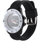Classic Round Style Quartz Sports Watch with Silicone Band (Black)
