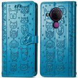 Voor Nokia 5.4 Mooie kat en hond embossing patroon horizontale flip lederen tas  met houder & kaart slots & portefeuille en cartoon clazing & lanyard