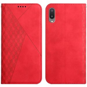 For Samsung Galaxy A02 / M02 Diamond Pattern Splicing Skin Feel Magnetic Horizontal Flip Leather Case with Card Slots & Holder & Wallet(Red)