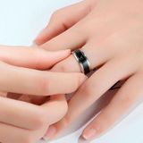 6 PCS Smart Temperature Ring Stainless Steel Personalized Temperature Display Couple Ring  Size: 12(Black)