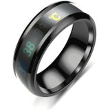 6 PCS Smart Temperature Ring Stainless Steel Personalized Temperature Display Couple Ring  Size: 12(Black)