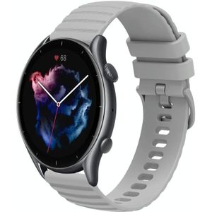 Voor Amazfit GTR 3 22 mm golvende gestippelde siliconen horlogeband in effen kleur