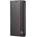 LC.IMEEKE Carbon Fiber PU + TPU Horizontal Flip Leather Case with Holder & Card Slot & Wallet For Samsung Galaxy A32 4G(Vertical Black)