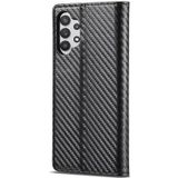 LC.IMEEKE Carbon Fiber PU + TPU Horizontal Flip Leather Case with Holder & Card Slot & Wallet For Samsung Galaxy A32 4G(Vertical Black)