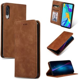 Retro Skin Feel Business Magnetic Horizontal Flip Leather Case for Huawei P30(Brown)