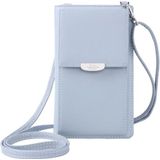 Summer Women Phone Shoulder Bag  PU Leather Money Wallet  Mini Chain Mobile Crossbody Bag(Blue)