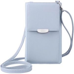 Summer Women Phone Shoulder Bag  PU Leather Money Wallet  Mini Chain Mobile Crossbody Bag(Blue)