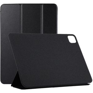 For iPad Pro 12.9 inch(2020) Horizontal Flip Ultra-thin Double-sided Clip Non-buckle Magnetic PU Leather Case With Three-folding Holder & Sleep / Wake-up Function(Black)