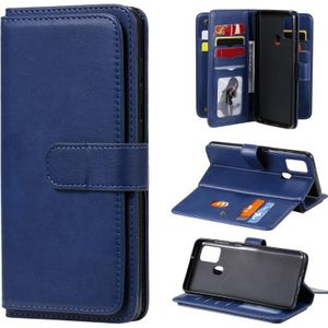For Samsung Galaxy A21s Multifunctional Magnetic Copper Buckle Horizontal Flip Solid Color Leather Case with 10 Card Slots & Wallet & Holder & Photo Frame(Dark Blue)