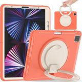 Shockproof TPU + PC Protective Case with 360 Degree Rotation Foldable Handle Grip Holder & Pen Slot For iPad Pro 12.9 2021(Living Coral)