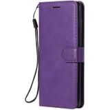 For Samsung Galaxy A21s Solid Color Horizontal Flip Protective Leather Case with Holder & Card Slots & Wallet & Photo Frame & Lanyard(Purple)