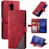 For Huawei Mate 20 Lite Skin Feel Splicing Horizontal Flip Leather Case with Holder & Card Slots & Wallet & Photo Frame(Red)