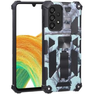 Voor Samsung Galaxy A33 5G Camouflage Armor Shockproof TPU + PC Magnetic Protective Phone Case met houder (Mint Green)