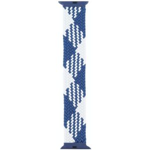 Plastic Buckle Mixed Color Nylon Braided Single Loop Replacement Watchbands For Apple Watch Series 6 & SE & 5 & 4 40mm / 3 & 2 & 1 38mm  Size:XL(Checkered Blue White)