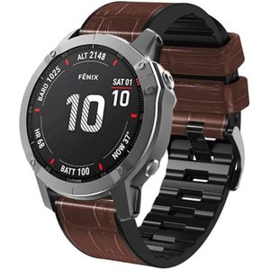 Voor Garmin Fenix 7/6 Pro/5 Plus 22 mm Crocodile Texture Silicone Leather Watch Band (Coffee)