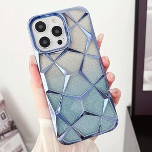 Voor iPhone 12 Pro Gradiënt Glitter Water Cube Galvaniseren TPU Telefoonhoesje (Blauw)
