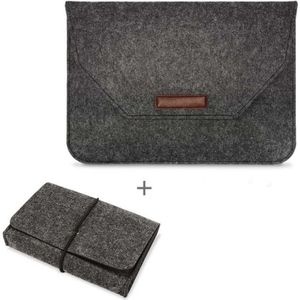Portable Air Permeable Felt Sleeve Bag for MacBook Laptop  with Power Storage Bag  Size:15 inch(Black)