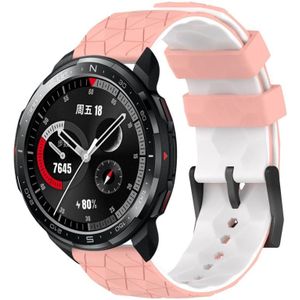 For Honor Watch GS Pro 22 mm voetbalpatroon tweekleurige siliconen horlogeband (roze + wit)