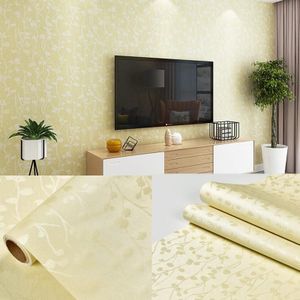 0.6 x 5m Pastoral Style Damascus PVC Self-Adhesive Wallpaper Restaurant Milk Tea Shop Glass Stickers(Beige Branch)