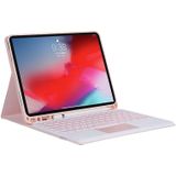 YT11B-A 2021 Detachable Candy Color Skin Texture Round Keycap Bluetooth Keyboard Leather Case with Touch Control & Pen Slot & Stand For iPad Pro 11 (2021)(Pink)